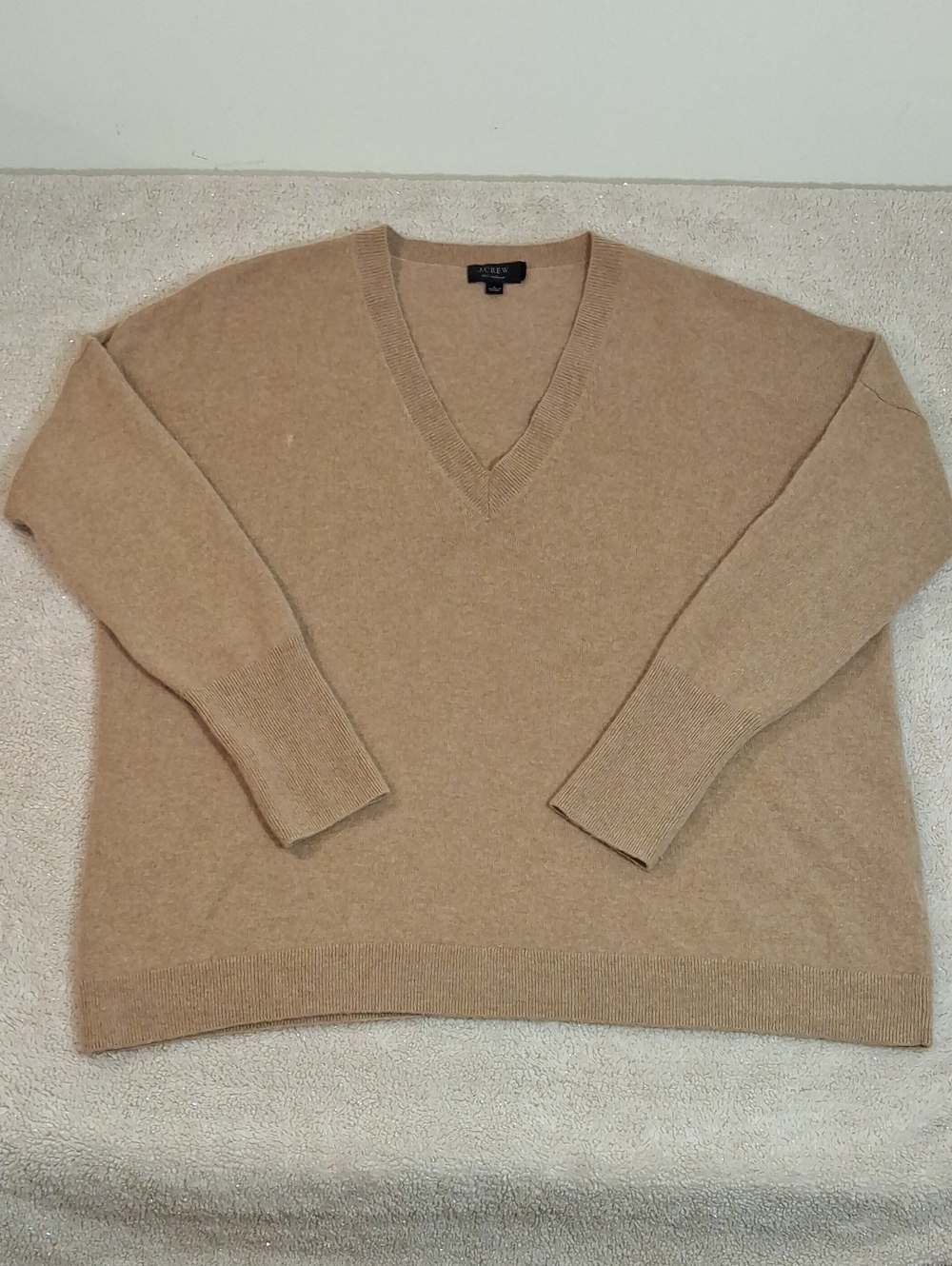 J. Crew Men's V-Neck Sweater in Light Camel